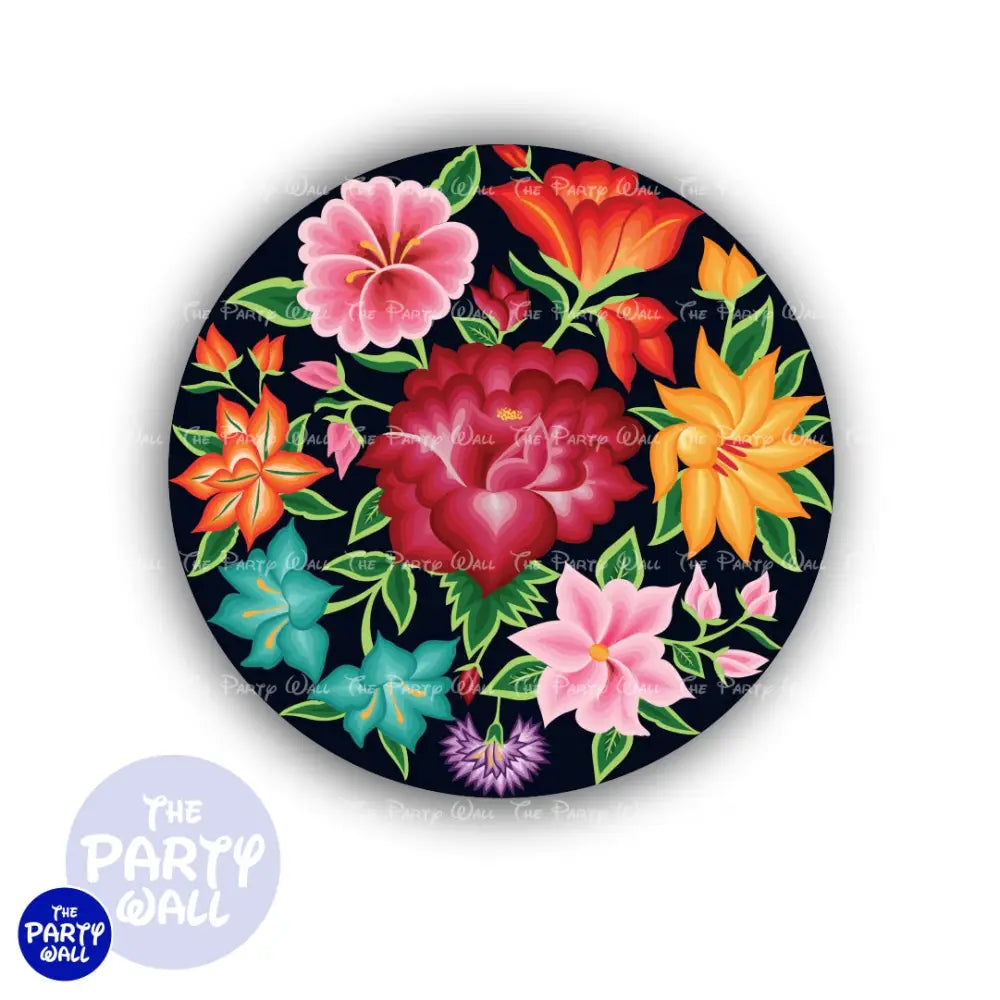 Flor Bordada - Funda para mampara circular Circular