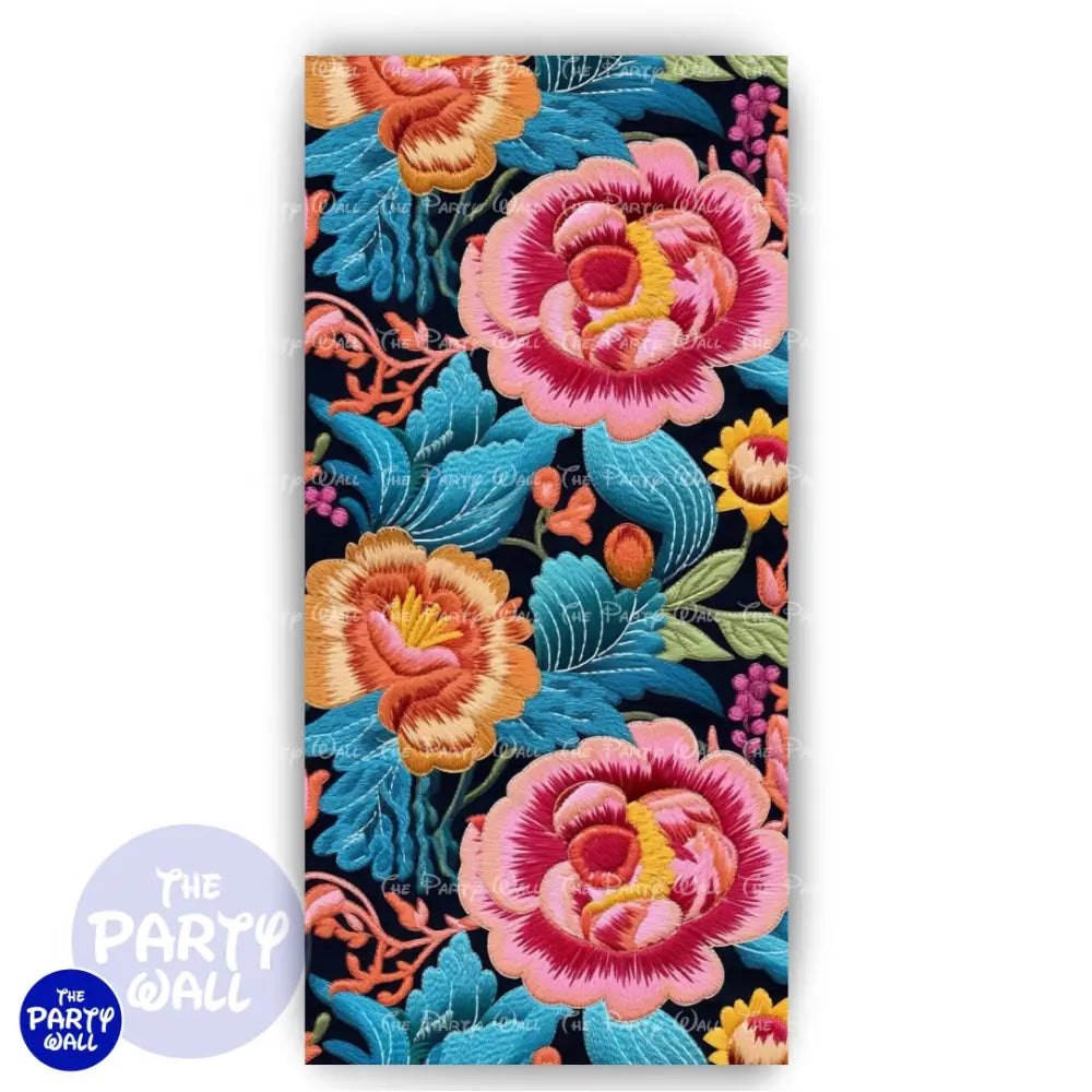 Flor Bordada - Funda para mampara de punta redonda o rectangular Mampara de punta redonda