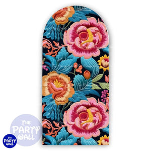 Flor Bordada - Funda para mampara de punta redonda o rectangular Mampara de punta redonda