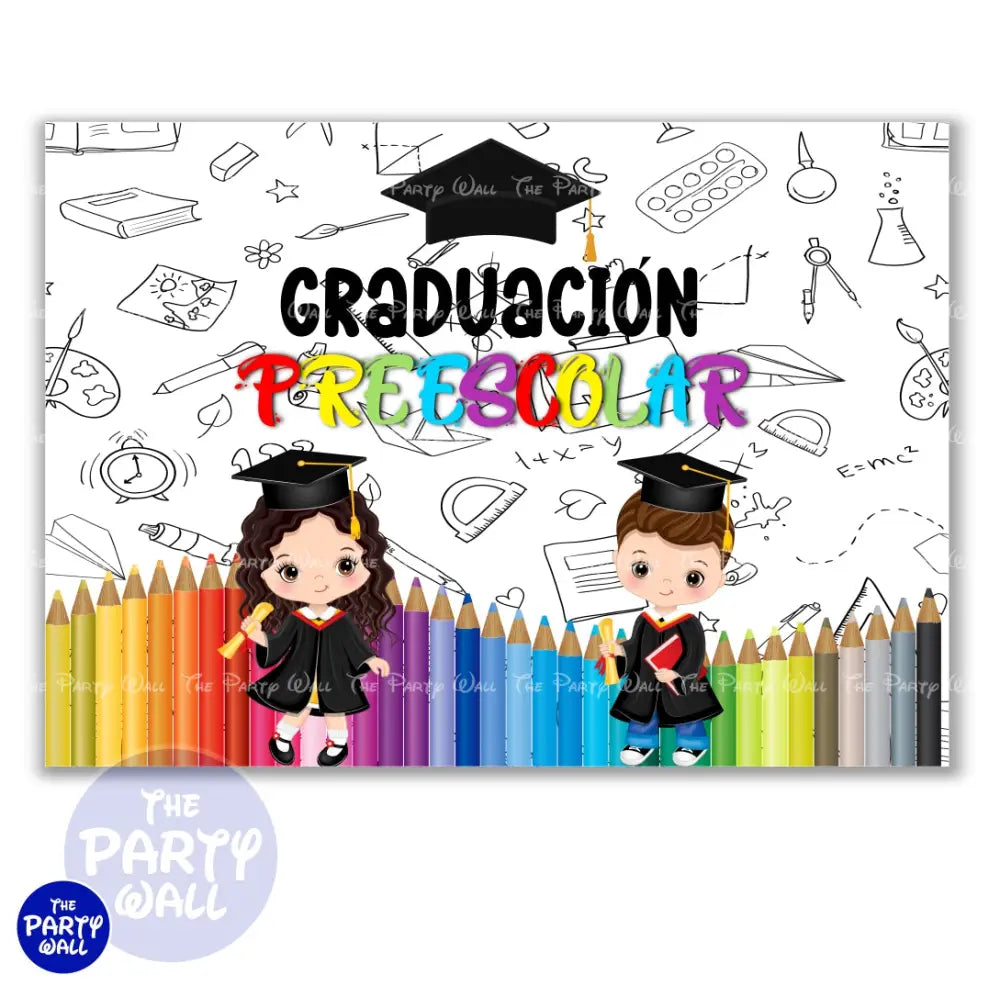 Graduación Kínder Garden - Funda para mampara cuadrada o rectangular Cuadrado o Rectangular