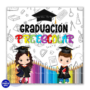 Graduación Kínder Garden - Funda para mampara cuadrada o rectangular Cuadrado o Rectangular