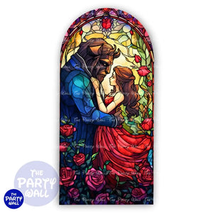 La Bella y la Bestia - Funda para mampara de punta redonda o rectangular Mampara de punta redonda