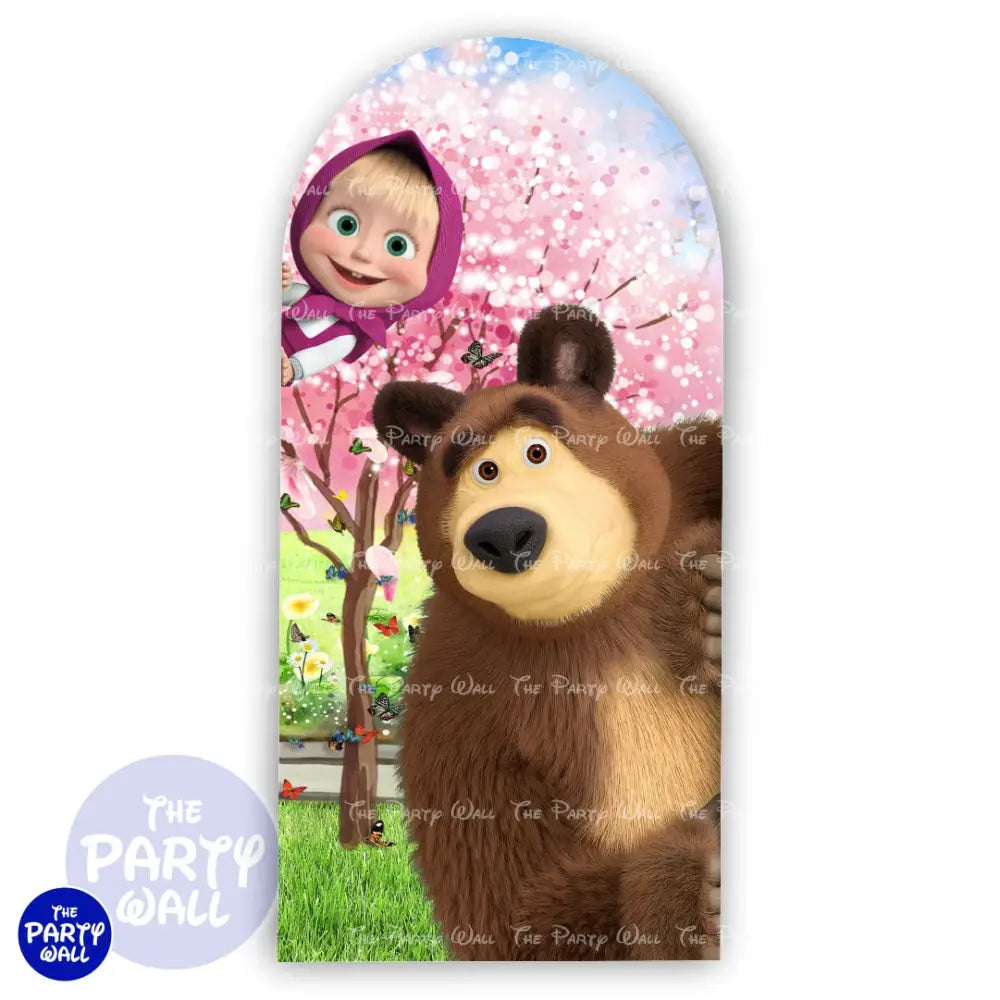 Masha y el Oso - Funda para mampara de punta redonda o rectangular Mampara de punta redonda