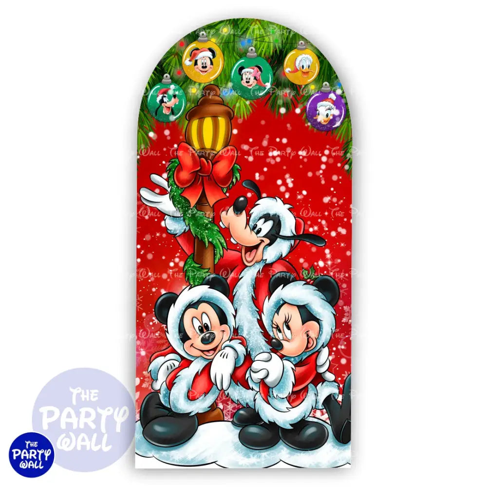 Mickey Mouse Navidad - Funda para mampara de punta redonda o rectangular Mampara de punta redonda