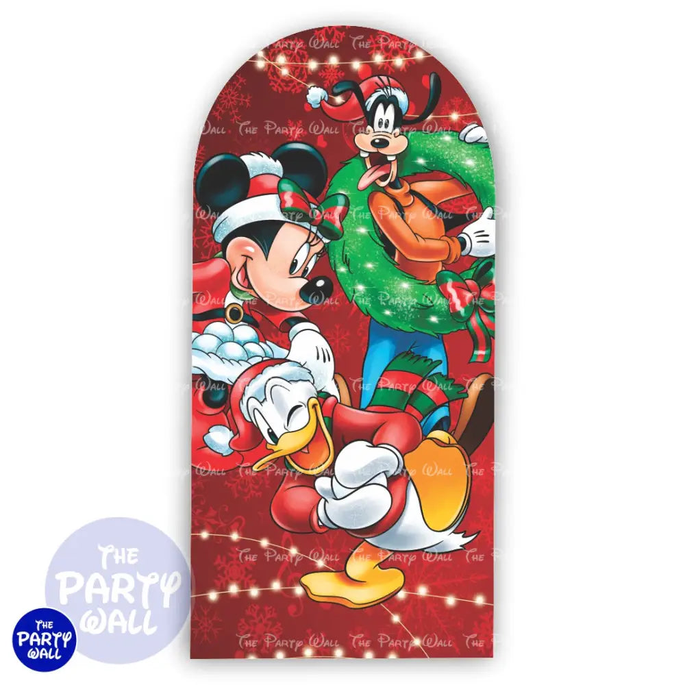 Mickey Mouse Navidad - Funda para mampara de punta redonda o rectangular Mampara de punta redonda