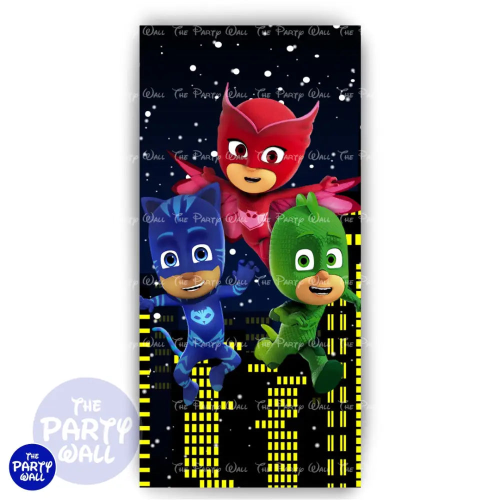 PjMasks - Funda para mampara de punta redonda o rectangular Mampara de punta redonda