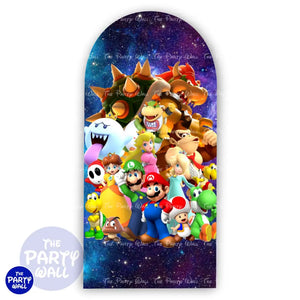 Super Mario - Funda para mampara de punta redonda o rectangular - Mampara de punta redonda