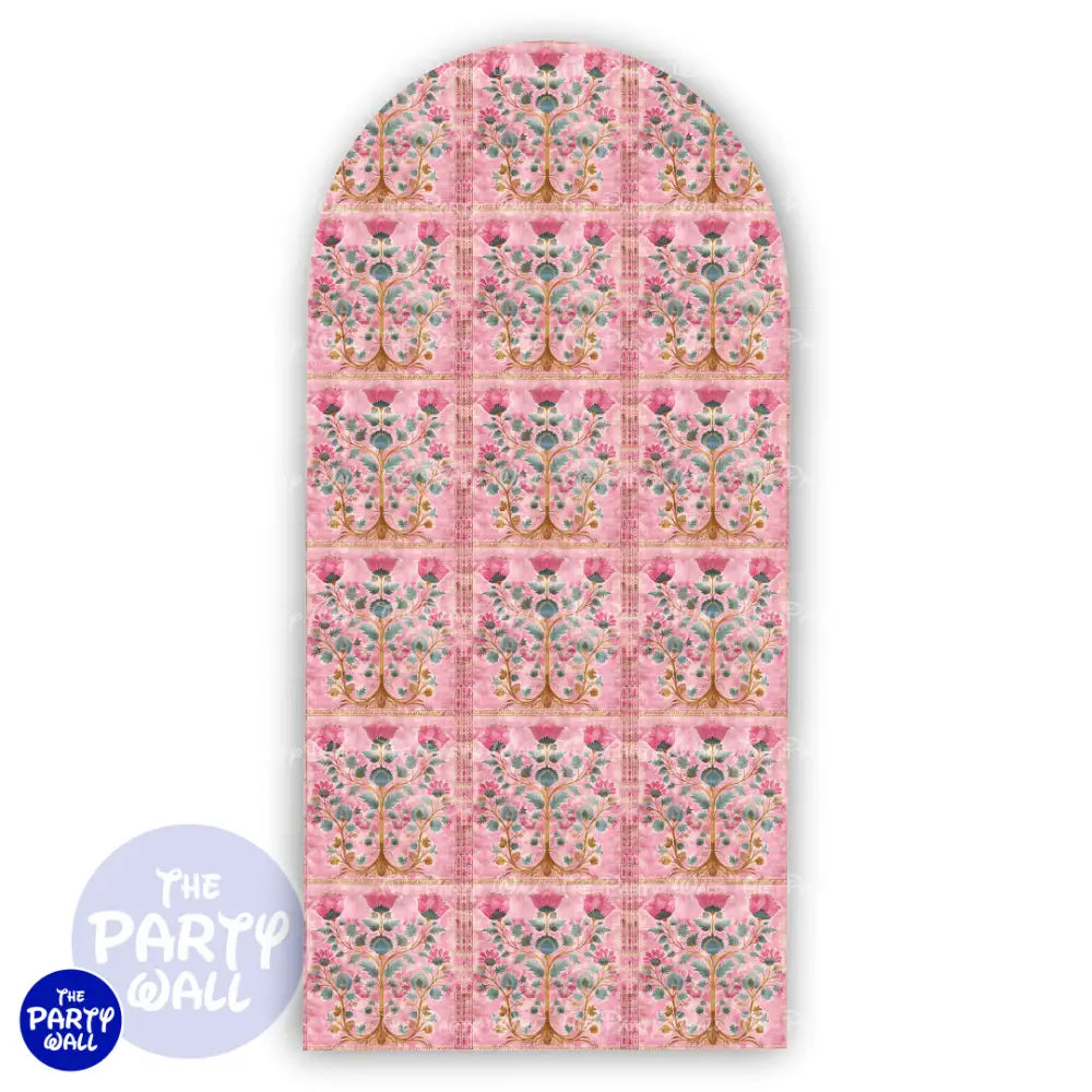Floral Indio - Funda para mampara de punta redonda o rectangular - Mampara de punta redonda