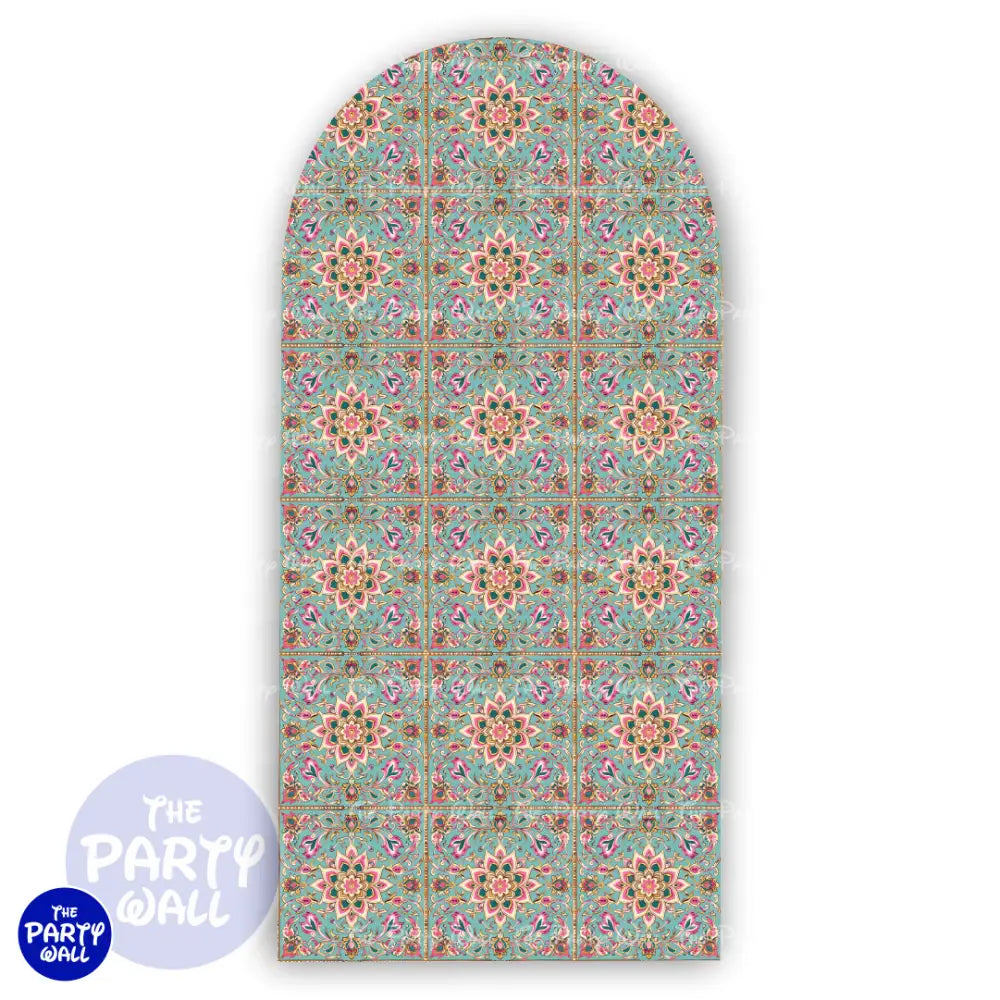 Floral Indio - Funda para mampara de punta redonda o rectangular - Mampara de punta redonda