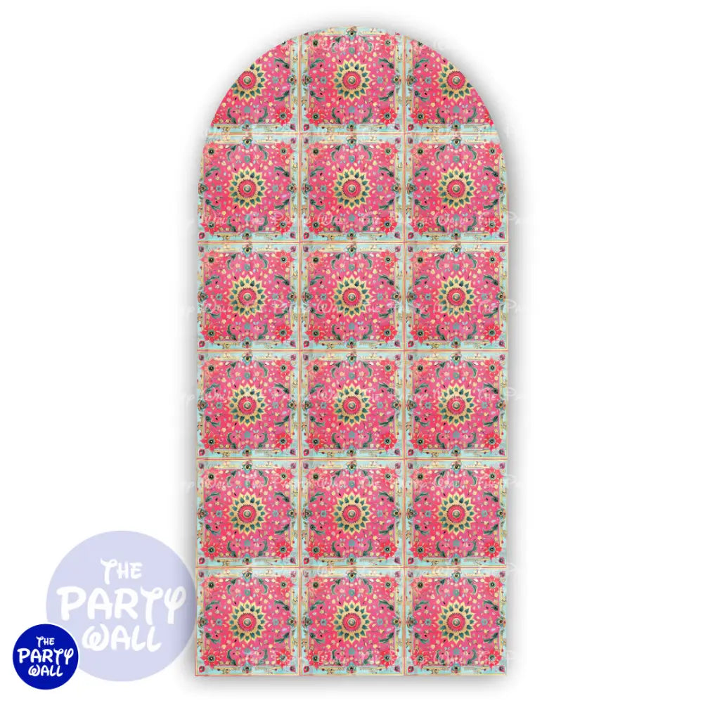 Floral Indio - Funda para mampara de punta redonda o rectangular - Mampara de punta redonda