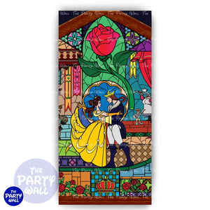 La Bella y la Bestia - Funda para mampara de punta redonda o rectangular Mampara de punta redonda