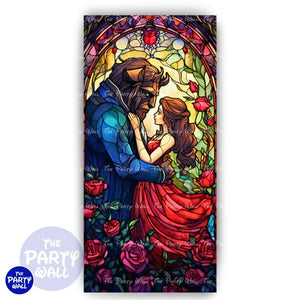 La Bella y la Bestia - Funda para mampara de punta redonda o rectangular Mampara de punta redonda