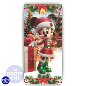 Mickey Mouse Navidad - Funda para mampara de punta redonda o rectangular Mampara de punta redonda