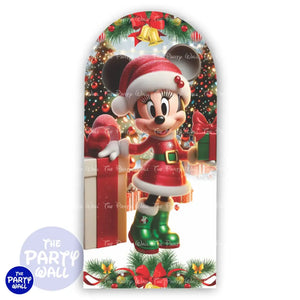 Mickey Mouse Navidad - Funda para mampara de punta redonda o rectangular Mampara de punta redonda