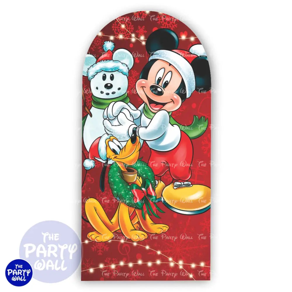 Mickey Mouse Navidad - Funda para mampara de punta redonda o rectangular Mampara de punta redonda