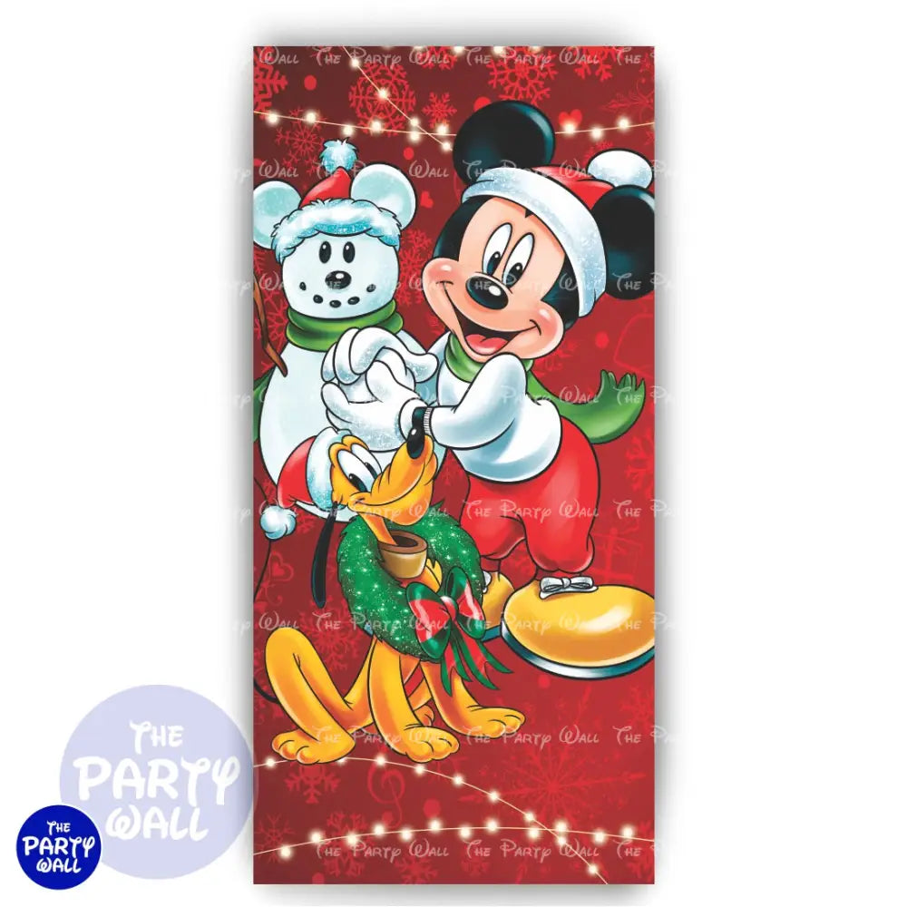 Mickey Mouse Navidad - Funda para mampara de punta redonda o rectangular Mampara de punta redonda